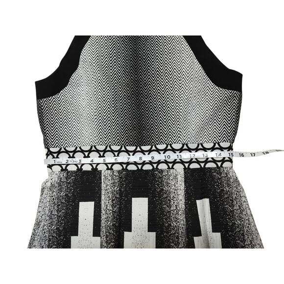 Alberto Makali Women's Black white Sleeveless Textured Fit & Flare Dress Size 10 - Picture 10 of 12